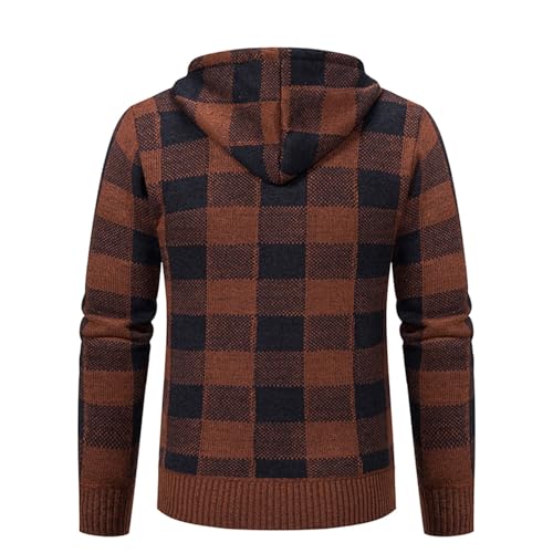 Flannel Shirt for Men with Hoodie Full Zip Fleece Jacket Casual Plaid Shirts Drawstring Hoodie Fashion Winter Coats3