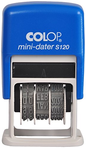 Image of Colop S 120 (MINI DATER) Self Ink Stamp Blue body, Blue Pad