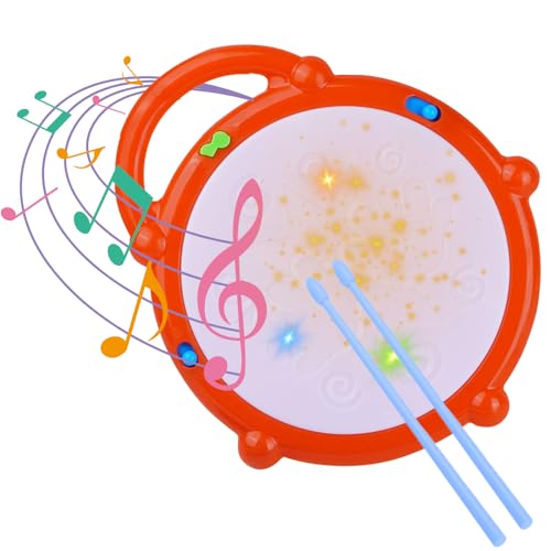 Image of Estilo Mickey Musical Flash Drum with 3D Lights | Sound Instrument Educational Toy for Children, Purple, 3 X AA Battery Operated Ages 3+