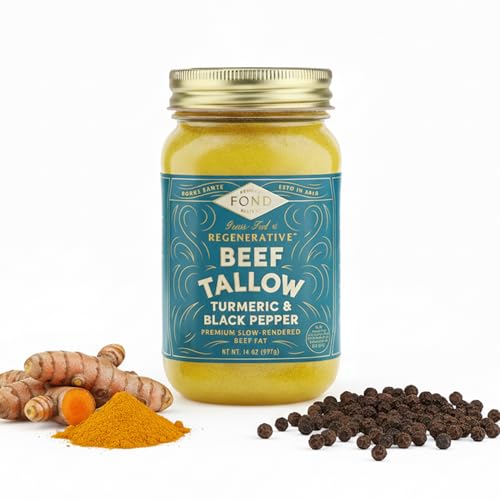 FOND Regenerative 100% Grass-Fed Beef Tallow, Turmeric &amp; Black Pepper, 14oz
