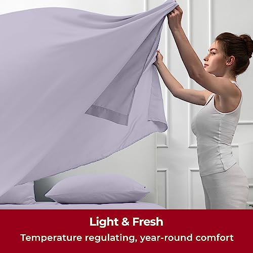 Image of Mellanni Split King Sheets Set - 5 PC Iconic Collection Bedding | Hotel Luxury, Extra Soft, Cooling Bed Sheets - Wrinkle, Fade, Stain Resistant (Split King, Lavender)