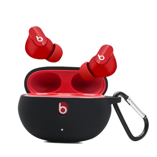 Claiol Silicone Case for Beats Studio Buds, Premium Shockproof Silicone 2021 New Beats Studio Buds Case Cover with Keychain. (Black)