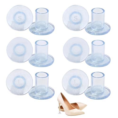 High Heel Protectors 6 Pairs Clear Heel Stoppers for Grass Heel Replacement Tips for Wedding Mates Bridesmaid Heel Caps Heel Protectors for High Heels