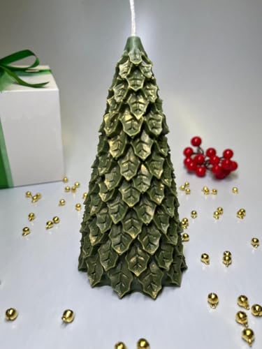 Vela Aromática Árvore de Natal Pinheiro Folhas Verde com Brilho 215g