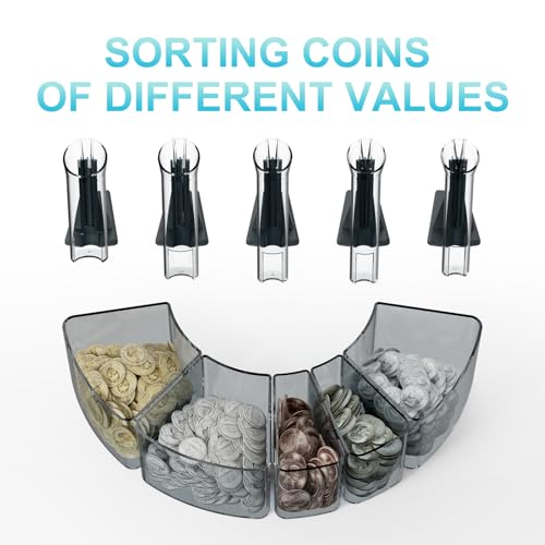 Aneken Coin Counter and Sorter with TFT Display - Accurate Sorting Machine for 5 Denominations, Smooth Operation at Up to 300 Coins Per Minute, Ideal for Efficient Money Management