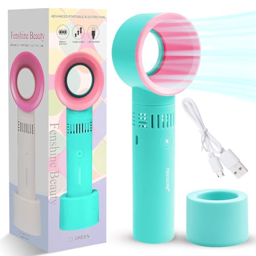 fenshine Portable USB Rechargeable Mini Fan Eyelash Fan Dryer Bladeless Handheld for Eyelash Extension, Air Conditioning Blower for Essential Eyelash Extension Supplies (Black 02)