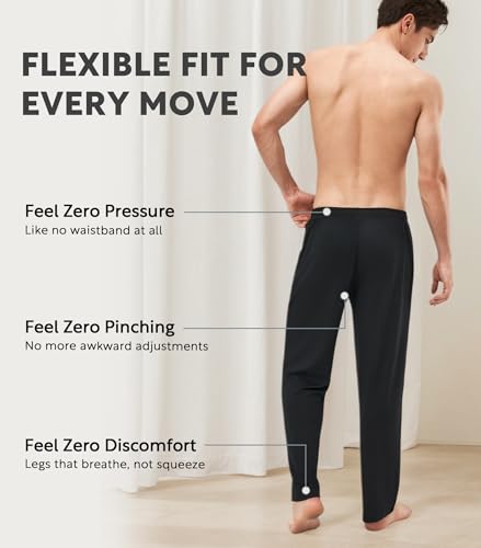 DAVID ARCHY Mens Pajama Pants, Men's Pj Sleep Pants Pajama Silky Soft Lightweight Lounge Pants with Pocket 2 Pack4