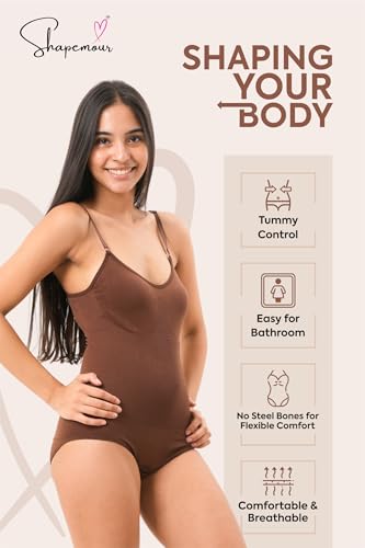 Image of SHAPEMOUR Thong Bodysuit for Women, Slimming Design Shapewear for Women, Tummy Control Body Shaper with Silicone Grip, No Steel Bones for All Day Comfort, Seamless Sculpting Bodyshaper