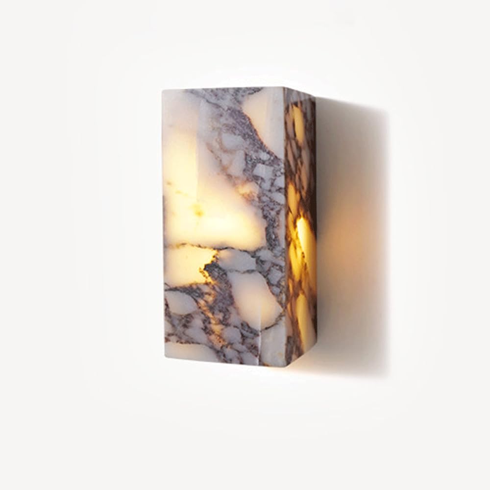 Alabaster Wall Sconce Modern Spanish Natural Marble Sconce Lighting Fixture Bathroom Vanity Lights Indoor Hardwired LED Wall Lights 3000K Alabaster Marble Wall Lamp For Bedroom Living Room Staircases