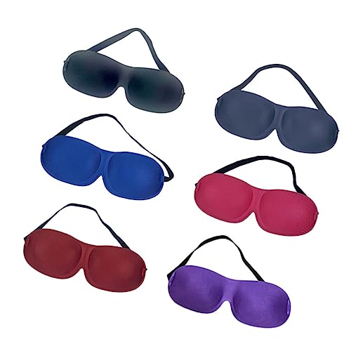 HAKIDZEL 6Pièces Masque de Sommeil sans Nez Cache Œil Confortable et Stylé pour Voyage et Détente Noir Bleu Cyan Rosé
