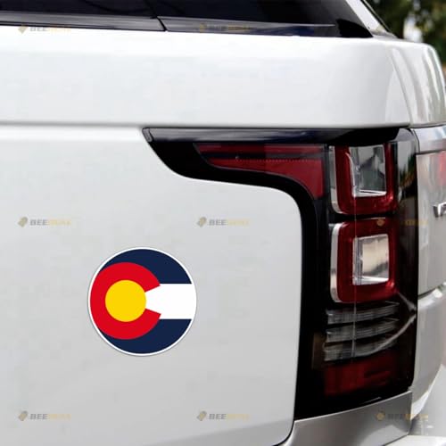 Bandera del Estado de Colorado Círculo Pegatinas de Vinilo Magnéticas - 2 Pegatinas Reflectantes, 10.2cm - para Puerta de Camión Nevera Reutilizables Impermeables