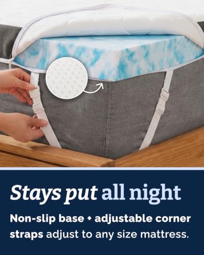 Image of Mattress Topper - 3 Inch Memory Foam Mattress Topper with Cooling Cover for Hot Sleepers - Plush, Thick & Comfy - Pain & Pressure Relief - King Size Mattress Pad with Straps & Removable Washable Cover
