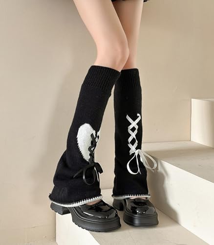 Image of WODECASA Girls Kawaii Leg Warmers Knitted Flared Leg Sleeves Goth Crochet Baggy Cuff Ankle Heap Socks