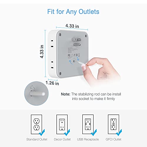 Multi Plug Outlet Splitter With Usb, Tessan Multiple Outlet Extender With 4 Usb Wall Charger, Widely Spaced 8 Electrical Plug Expander Surge Protector For Home Kitchen Dorm Room Office #TOP2