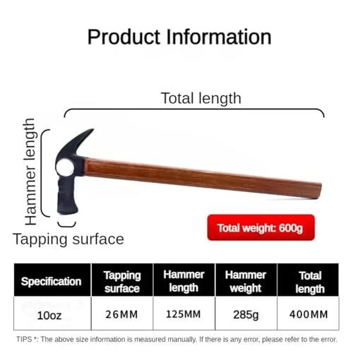Młotek pazurowy – profesjonalne narzędzie stolarskie, przenośny ręczny młotek do paznokci, wielofunkcyjne akcesoria sprzętowe