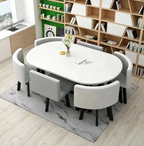 AIYI HOME �_�C�j���O�e�[�u���Z�b�g 6�l�p ���ڃZ�b�g �ł����킹�e�[�u�� �I�t�B�X�e�[�u�� 6�l�|�� 7�_ �ȉ~�` �H��Z�b�g �ȃX�y�[�X ��c �~�[�e�B���O ���r���O �x�����_ �ҍ��� �I�t�B�X �J�t�F�[�V���b�v �i���X �z�e�� ���X�g���� 