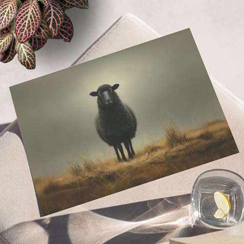 Toile mouton noir paysage champêtre rustique 50 x 75 cm - 2