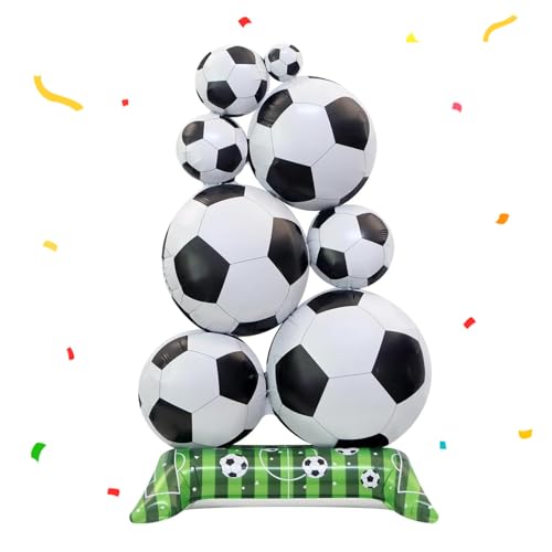 Ballon Géant en Forme de Football en Aluminium,Ballon Gonflable Foot,Décoration Gonflable en Forme de Ballons de Football Empilés,Décoration De Ballon Sur...
