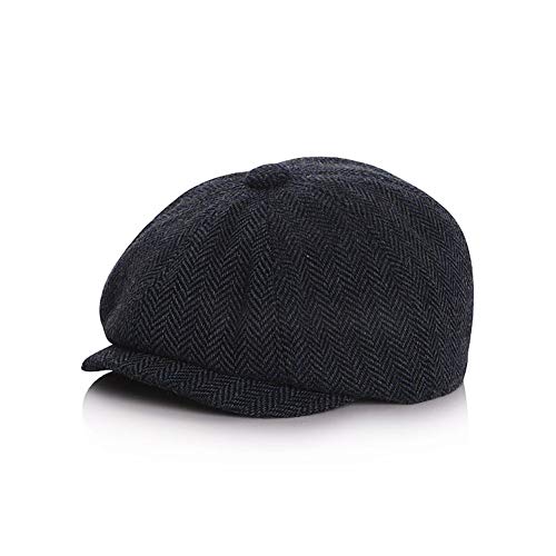 Anshili Béret Rayures Casquette Chapeau en Laine Newsboy Hat (Bleu, S: 49-52 cm (3-6 Ans))