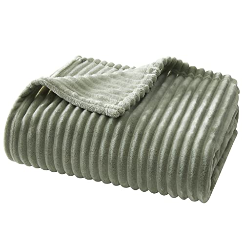 Geniospin Throw Blanket For Couch, Bed, Sofa. Super Soft Lightweight Blanket With Strip 50 X 60 Inches, Sage Green Throw Blanket Cozy, Warm And Breathable #TOP6
