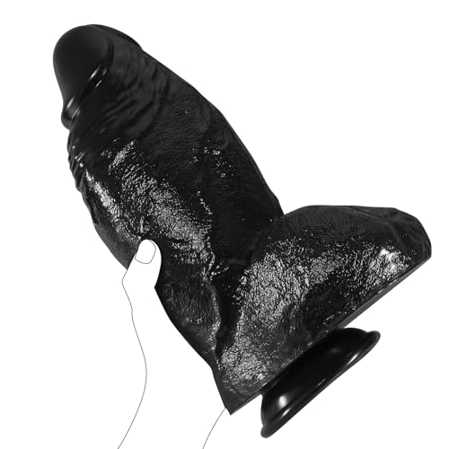 Image of Large Thick Realistic Dildo, G-Spot Wide Lifelike Dildos for Vaginal and Anal Use, Black Fat Dildo Massive Butt Plug Sex Toy for Advanced Player