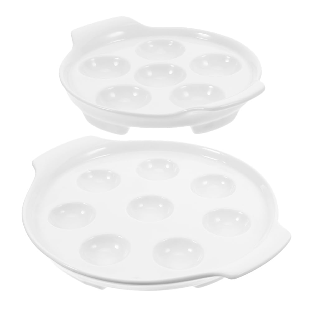 Ciieeo Fuente Para Horno De Cerámica Escargot Plato De Cocción Frances Para 8 Y 6 Caracoles Vajilla De Porcelana Para Reuniones Familiares Fiestas Y Cena Gourmet