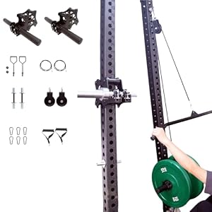 MARLANG Upgrade Smith Machine Attachments for Power Rack Attachment, Cable Machine Attachment for Squat Rack Attachments, Power Rack Pulley Attachments for Cable Crossover LAT Pull Down Squat Set B