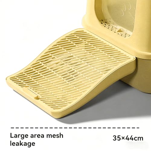 Tapis de litière pour chat amovible et lavable jaune 44x35x8 cm
