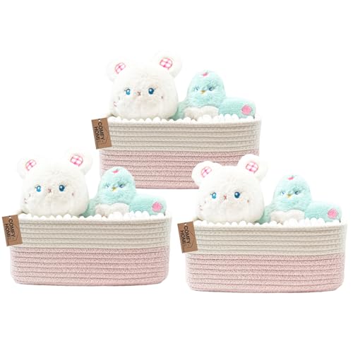 Image of COMFY HOMI 11.5 inchx7.5 inchx4.7 inch Storage Baskets for Organizing | Cotton Rope Woven Basket | Toy Storage Bin Box | Basket for Shelves, Closet Organizer Bin, Decorative Closet Shelf, 3 Pack,