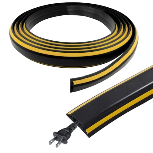 400 cm Canaleta Cables Suelo, Protector de Cables para Suelo PVC Flexible, Negro Adhesiva Semicírculo Canaleta Pasacables para el Almacén, Oficina, Lugar de Trabajo, Hogar, Conciertos