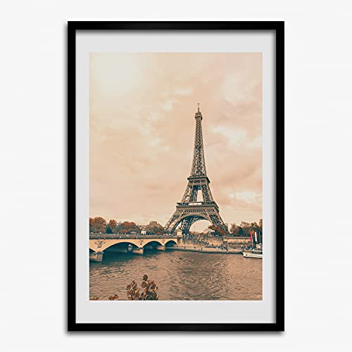 Cadre photo 50x70 cm Tour Eiffel Paris tableau décoratif en bois moderne Tulup