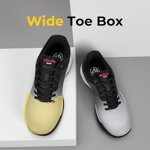 Image of FitVille Wide & Extra Wide Mens Golf Shoes Professional Outdoor Waterproof Spiked Golf Shoes for Men