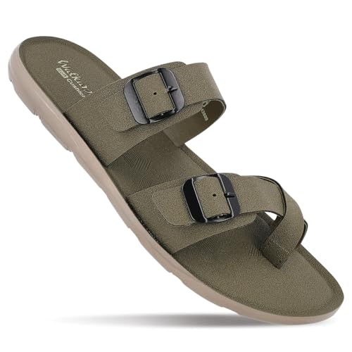 Image of WALKAROO Men's Fashion Sandal with Cushion Sole, Toe Seperator, Dual Buckle Straps - WGR53230