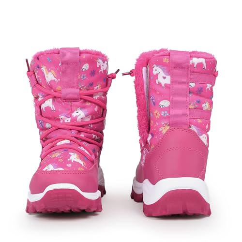 FANTURE Winter Snow Boots for Boy and Girl Outdoor with Fur Lined (Toddler/Little Kids) U425WXZ895.EL-Rose Red-24 by FANTURE - Used condition - Image 7