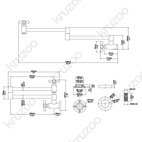 Robinet de cuisine pliable à bras pivotant et double joint extensible - 8