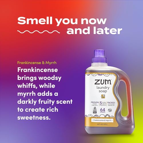 Image of Indigo Wild Zum Clean Laundry Soap - Plant-Based Liquid Laundry Soap - Contains Baking Soda, Essential Oils & Saponified Coconut Oil - Frankincense & Myrrh Scent - 64 fl oz