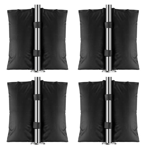 Vencier Confezione da 4 sacchi pesi per ancoraggio sicuro all'esterno, versatili sacchi di sabbia a doppia tasca con velcro per tettoie, gazebo e mobili da giardino (nero)