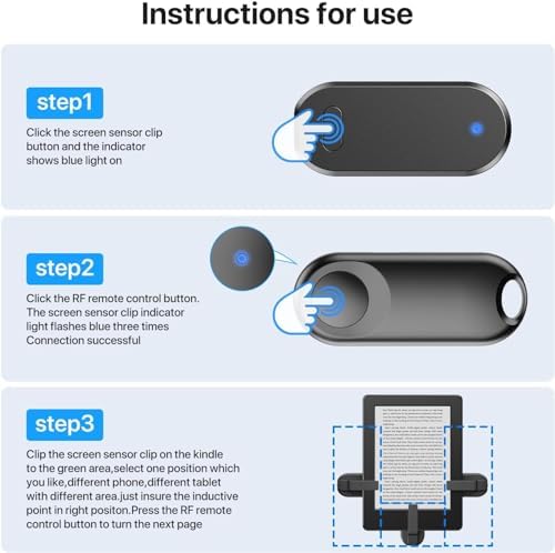 Sycelu RF Remote Control Page Turner for Kindle Paperwhite Accessories Ipad Reading Kobo Surface Comics/Novels iPhone Tablets Android Taking Photos Camera Video Recording Remote (K1-Black) - 4