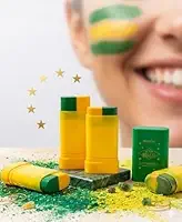 Pinta Rosto Brasil Bastão Verde e Amarelo Maquiagem Facial para Torcida Futebol Copa do Mundo Jogos Festas Eventos Tinta Facial Fácil Aplicação Longa Duração Infantil e Adulto