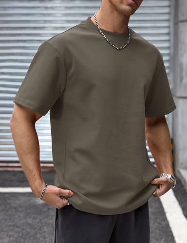 Image of Herberton Mens Oversized T-Shirts Heavyweight Cotton Stretch Fashion Thick Tee Tops (S-3XL)