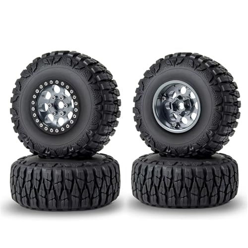 RC �J�[ �A�N�Z�T���[ For Axial For SCX10 For TRX4 For TRX6 CC01 F350 D90 1/10 RC �N���[���[ �J�[�p�[�c 4PCS ���^�� 1.9" �r�[�h���b�N �z�C�[�� ���� �^�C�� �Z�b�g(Gray S