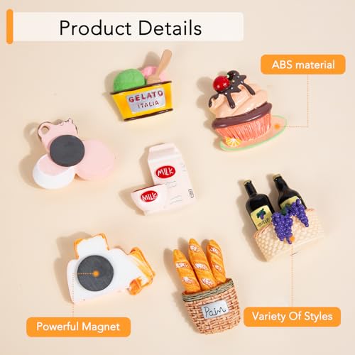Set de 7 imanes decorativos para refrigerador de resina miniatura 4