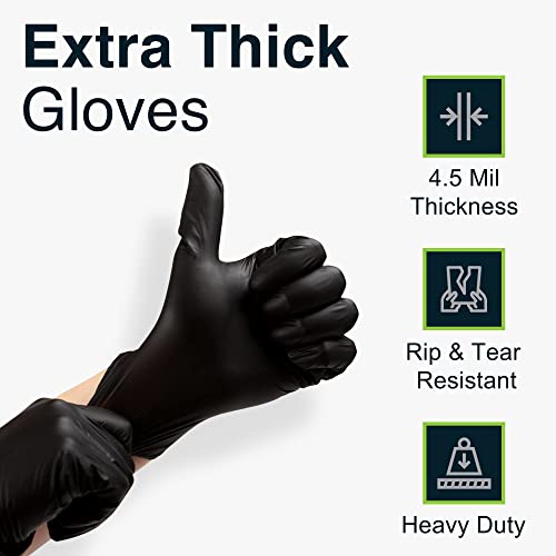 Disposable Black Nitrile Gloves Medium 50 Count – Extra Thick 4.5 Mil – Powder and Latex Free Rubber Gloves – Surgical Medical Exam Gloves – Food Safe Cooking Gloves