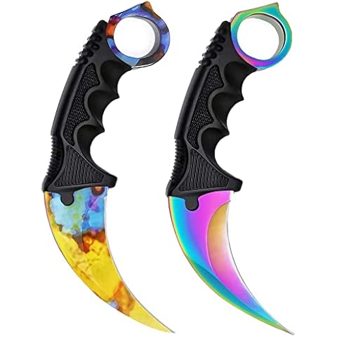 ZLIXING KARAMBIT 2 Pieces Fixed Blade Camping Knife with Sheath Men Gifts EDC Tool for Hunting Outdoor Survival Hiking Cover