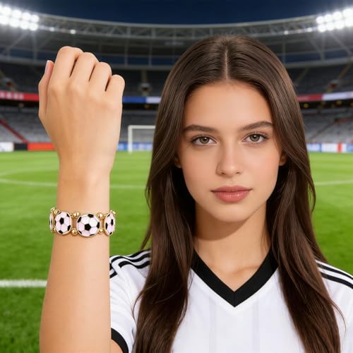 BVGA Soccer Bracelet for Women Men Game Day Beaded Stretch Bracelets Soccer Mom Essentials Outfits Accessories Gifts Sports Game Day Jewelry Party Favors