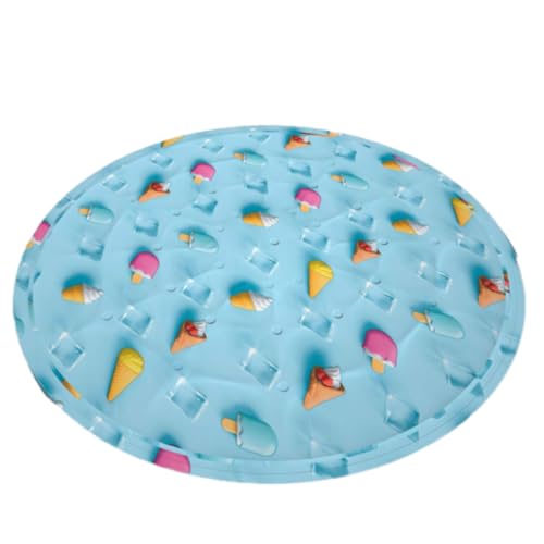 MAIBED ペット用冷感ジェルマット 夏用 ひんやり 接触冷感 アイス柄 円形 クールマット 犬 猫 ウサギ ペット用 二重構造 防水 抗菌加工 洗える 車用 人間兼用 パソコン 椅子 座布団 枕 熱中症 暑さ対策 (C,直径50CM)