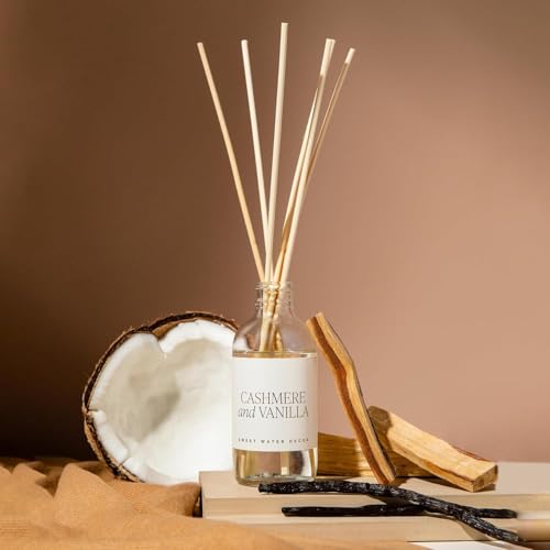 Image of Sweet Water Decor Non-Toxic Cashmere and Vanilla Reed Diffuser Set, Cashmere, Sandalwood, Milky Coconut, Bourbon Vanilla Scented Diffuser for Home, Light Fragrance, Made in the USA, 3.5 FL OZ
