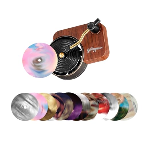 Record Player Car Air Freshener 12 Pieces Spinning Record Design Car Decoration Replaceable Gift for Music Lovers