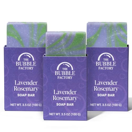 Handmade Natural Bath Body Soap Bar Vegan All Natural Palm Oil Free Made in USA with Shea Butter Essential Oils Lavender Rosemary 3 Bars