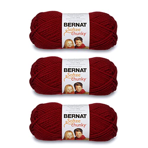 Image of Bernat Softee Chunky Wine Yarn - 3 Pack of 100g /3.5oz - Acrylic - 6 Super Bulky - 108 Yards - Knitting /Crochet